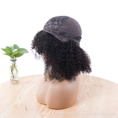 8 10 12 14 Short Human Hair Lace Wigs With Bangs, Brazilian Jerry Curl Hair Bob Lace Wig With Front Fringe Bangs
